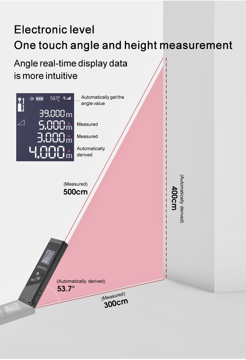 SMARTECK Laser Distance Meter Digital 40M Rangefinder Measure Tape ...