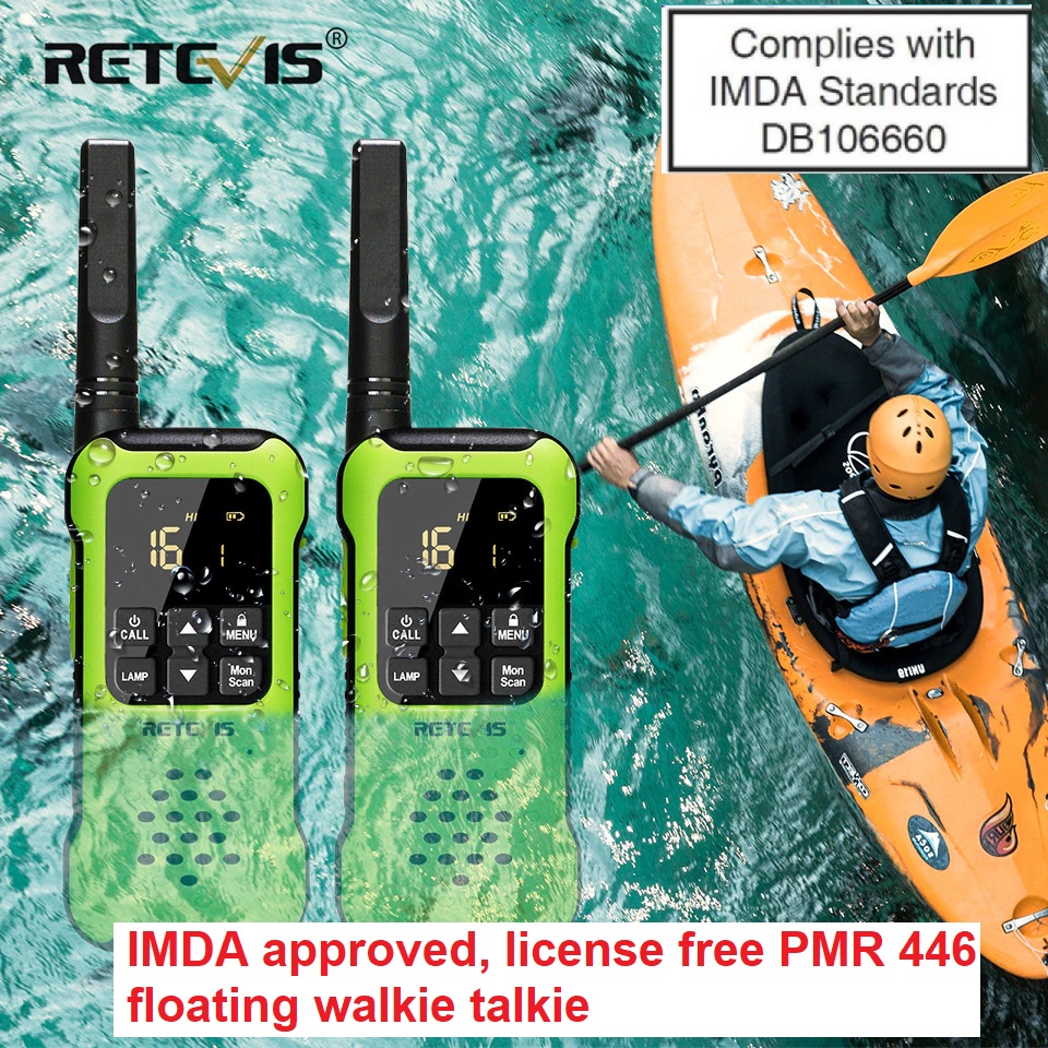 IMDA approved, license free Singapore Stock, Retevis RT649P Floating Walkie Talkie Waterproof