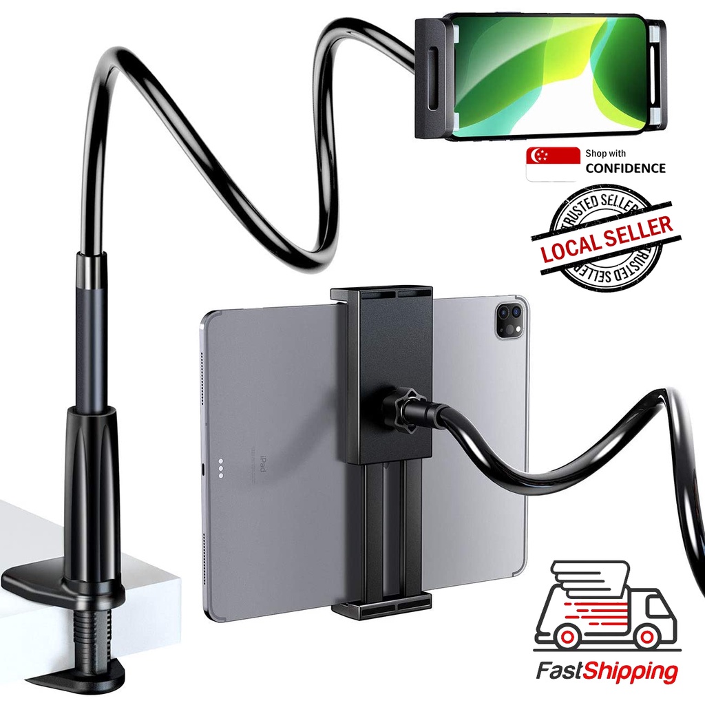 Cell Phone Tablet Holder with Flexible Long Arm Bracket Grip