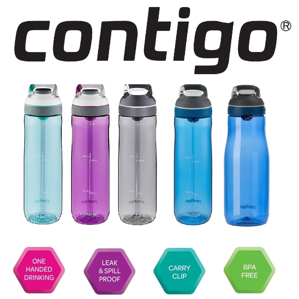 Contigo Trinkflasche Cortland - 100% Auslaufsicher Mit AUTOSEAL-Technologie - Mit Karabiner Und Trageschlaufe