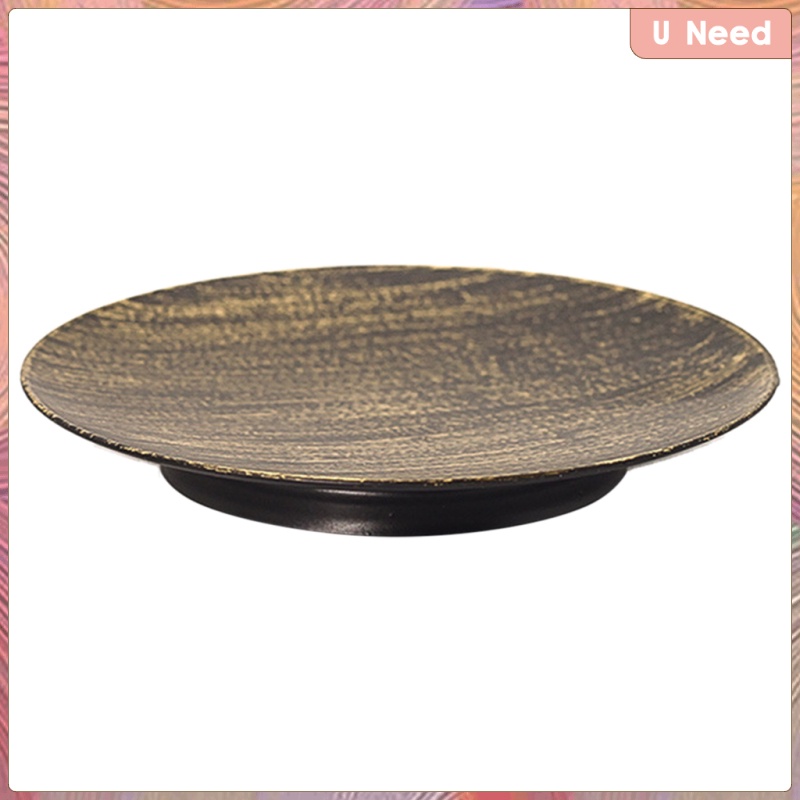 Retro Candle Holders Plate Black Gold Set of 2 Candlestick Holders for