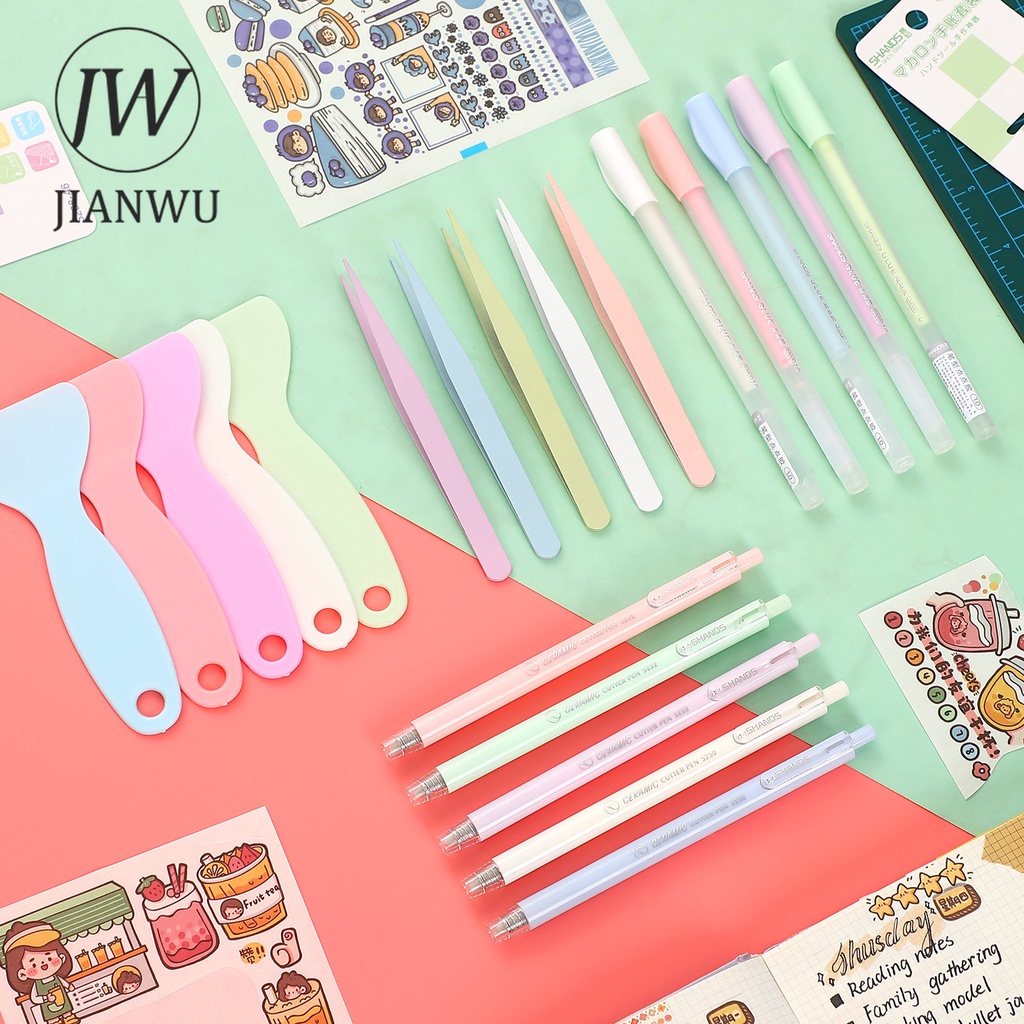 JIANWU 4 Pcs Cute Journal Tools Stationery Set Creative Dot Glue Pen ...