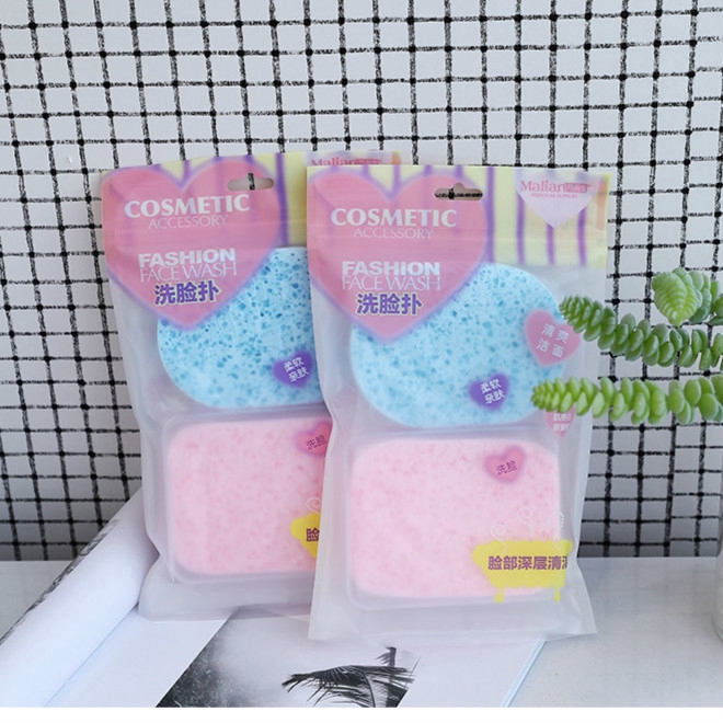 2 pcs face wash thick sponge With storage box💜 face wash sponge，makeup ...