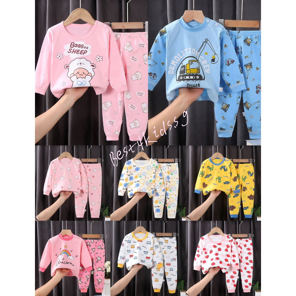 [SG LOCAL STOCK] Kids Pyjamas Set Girls Boy Cotton Long Sleeve ...