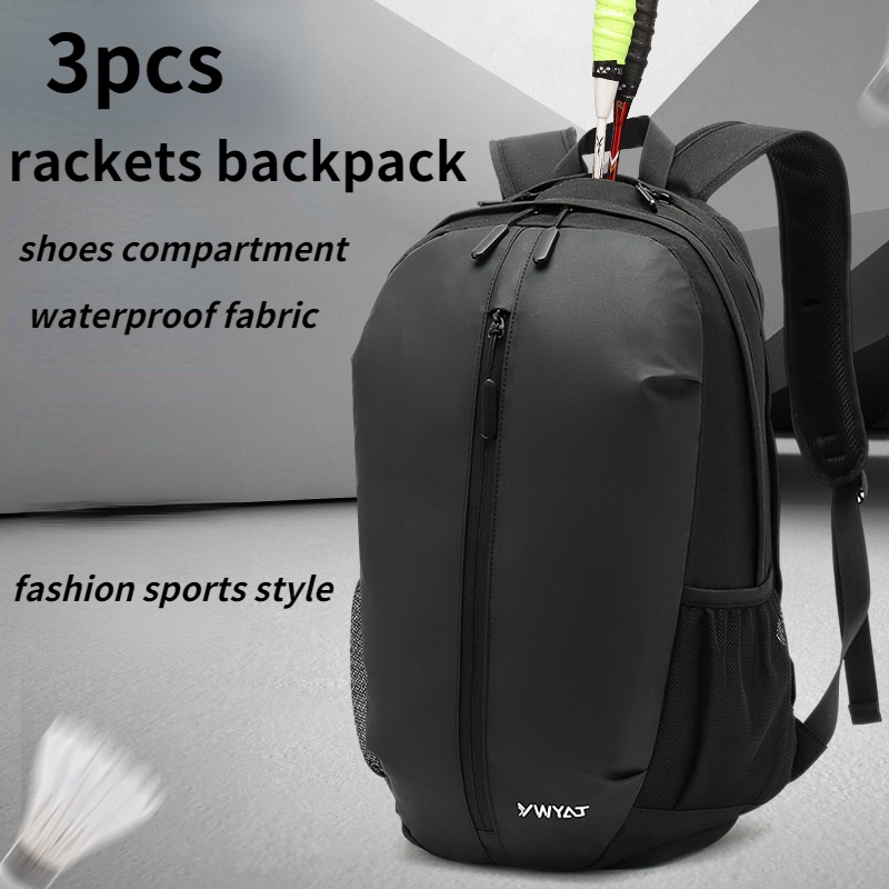 YWYAT Badminton Rackets Backpack With Shoes Compartment Waterproof