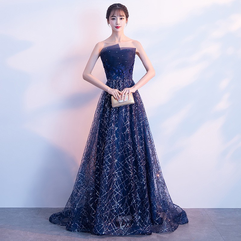 Customise Women Off Shoulder Evening Dinner Gown Ladies Party Sequin  Elegant Club Party Prom Gown Sexy Lace Panel Maxi Dresses Annual Meeting  Host Slim Fit Dinner Dress Engagement Party Dress | Shopee