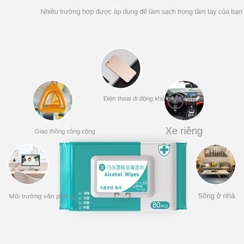 Medical grade alcohol disinfectant wipes 80 pumps * 8 large packs