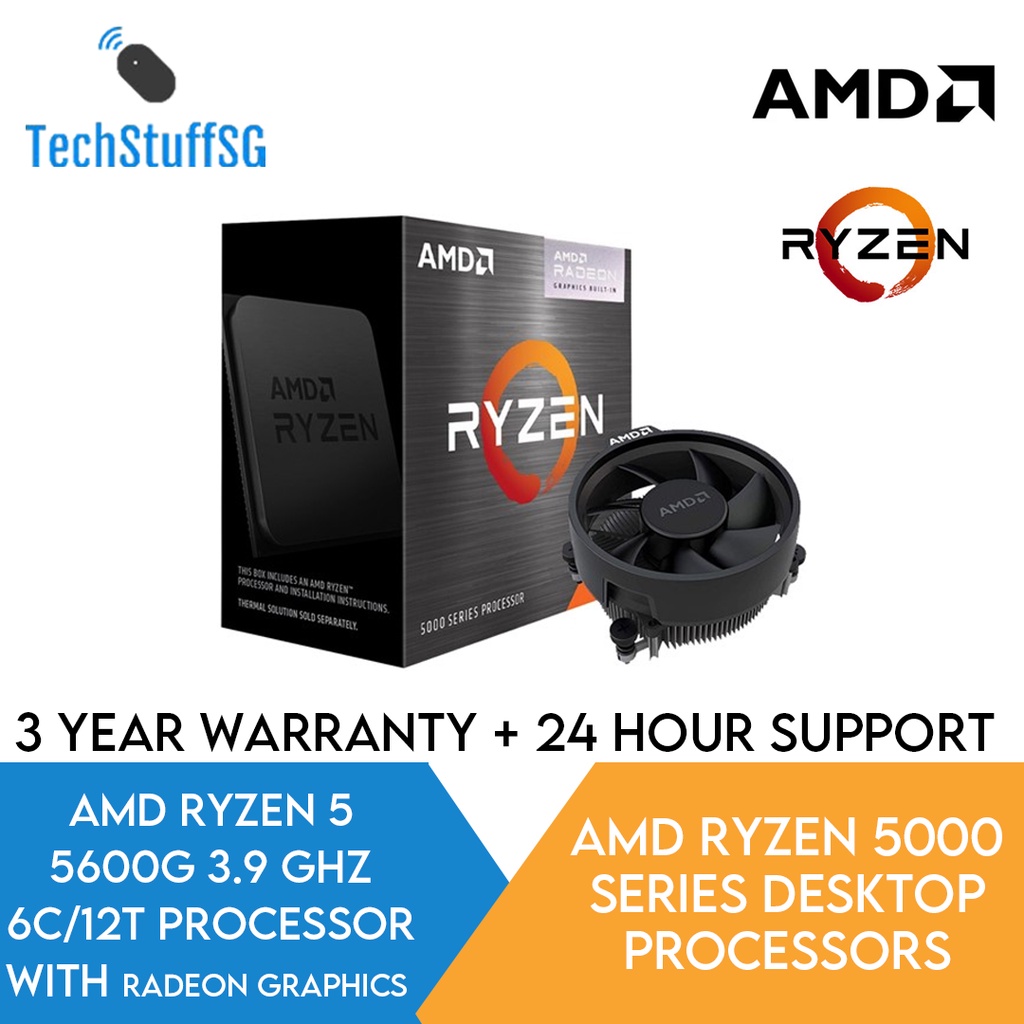 AMD Ryzen 5 5600G 6 Core 12 Thread Desktop Processor APU (Radeon Graphics)  with Wraith Stealth Cooler | Shopee Singapore