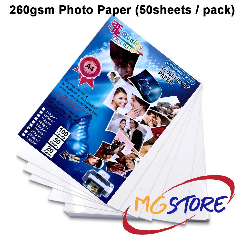 A4 Glossy Photo Paper A4 260gsm (50sheets/Pack) | Shopee Singapore