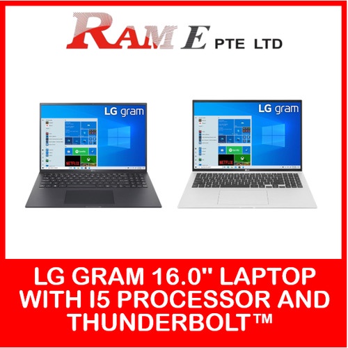 LG gram 16.0 Inch Laptop with 16:10 WQXGA IPS Display i5 Processor and Thunderbolt™ (Black /SIlver)