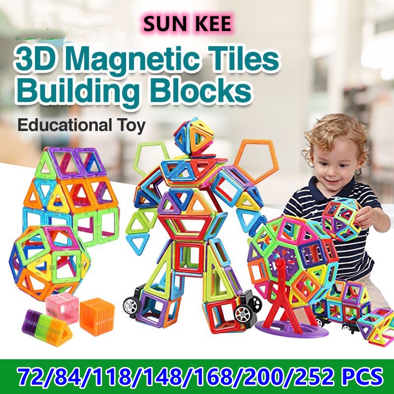 A122⭐Magnetic Building Blocks Set | Creative Educational Early Learning ...