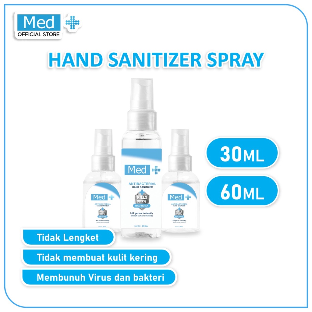 Med+ Hand Sanitizer Waterbase Spray 30ml/60ml Alkohol 70% / Antiseptik Spray Pembersih Tangan