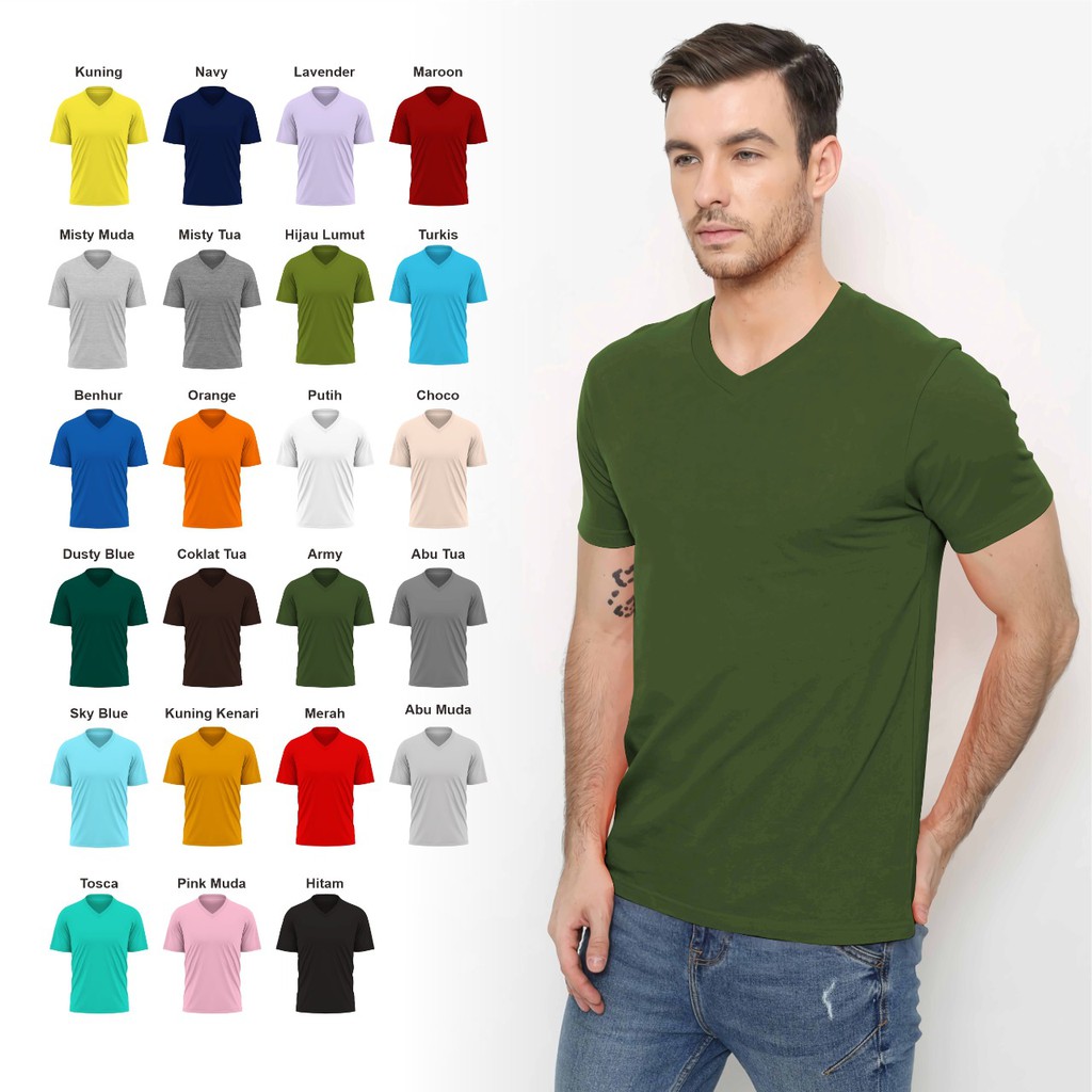 Plain v-neck T-Shirt/Cool T-Shirt Material | Shopee Singapore