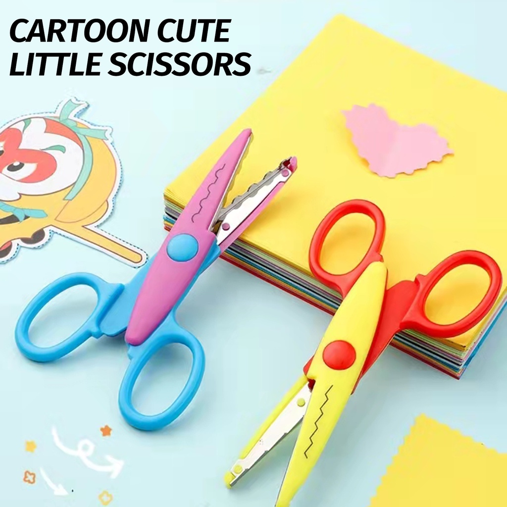 🌈 Local Ship🌈Children's DIY Lace Scissors Wave Pattern Safety Scissors ...
