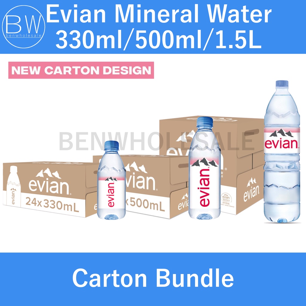 Evian Mineral Water 24 x 330ml / 24 x 500ml / 12 x 1.5L Carton Bundle