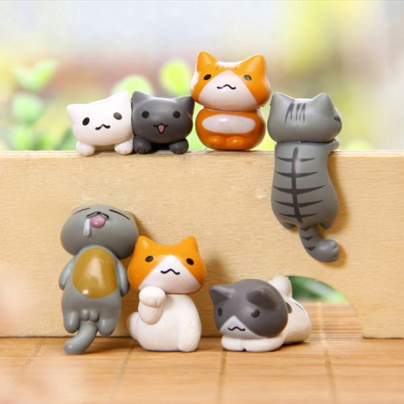 6 Piece Cute Miniature Fairy Garden Cat Ornament  Home Decoration
