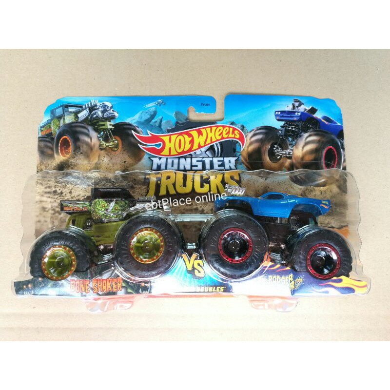 Hot Wheels Monster Trucks 164 Demolition Doubles Bone Shaker Vs Rodger Dodger Set Shopee 9107