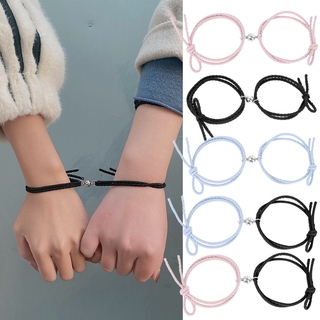 2PCS Couple Bracelets for Women Men Charm Lock Key Friendship Rope Braided  Distance Magnetic Bracelet Lover Rope Jewelry