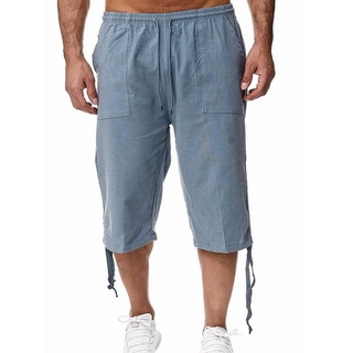 Mens 3 4 2025 length linen shorts