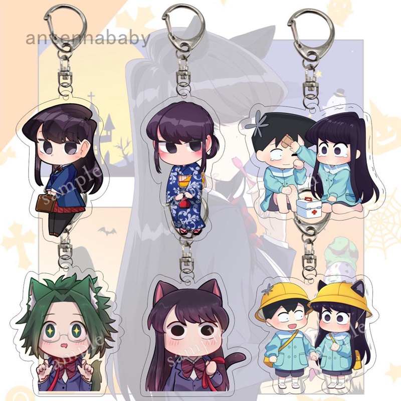 AB Kawaii Anime Komi Can't Communicate Keychain Cartoon Figure Acrylic ...