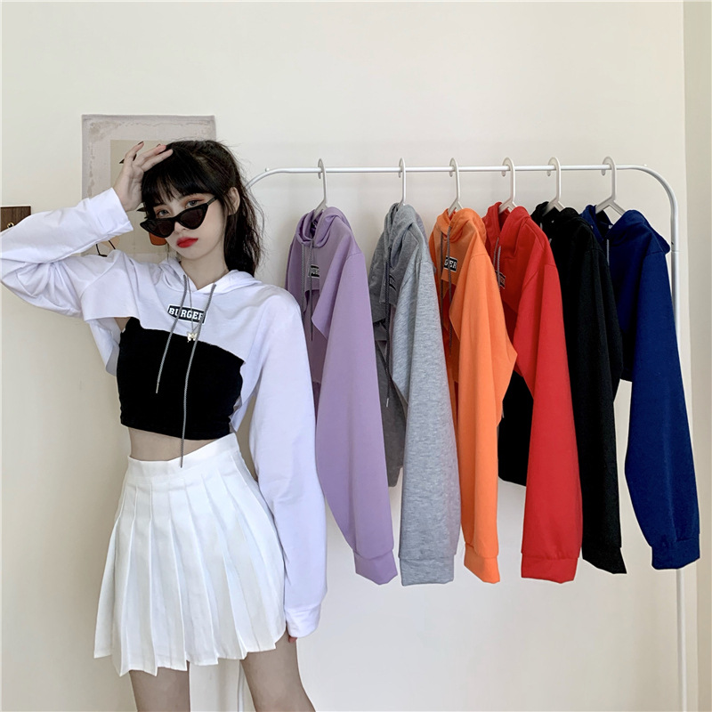 Crop store hoodie shopee