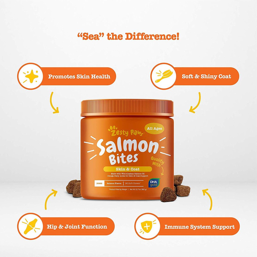 Zesty Paws Salmon Fish Oil Omega 3 for Dogs With Wild Alaskan Salmon