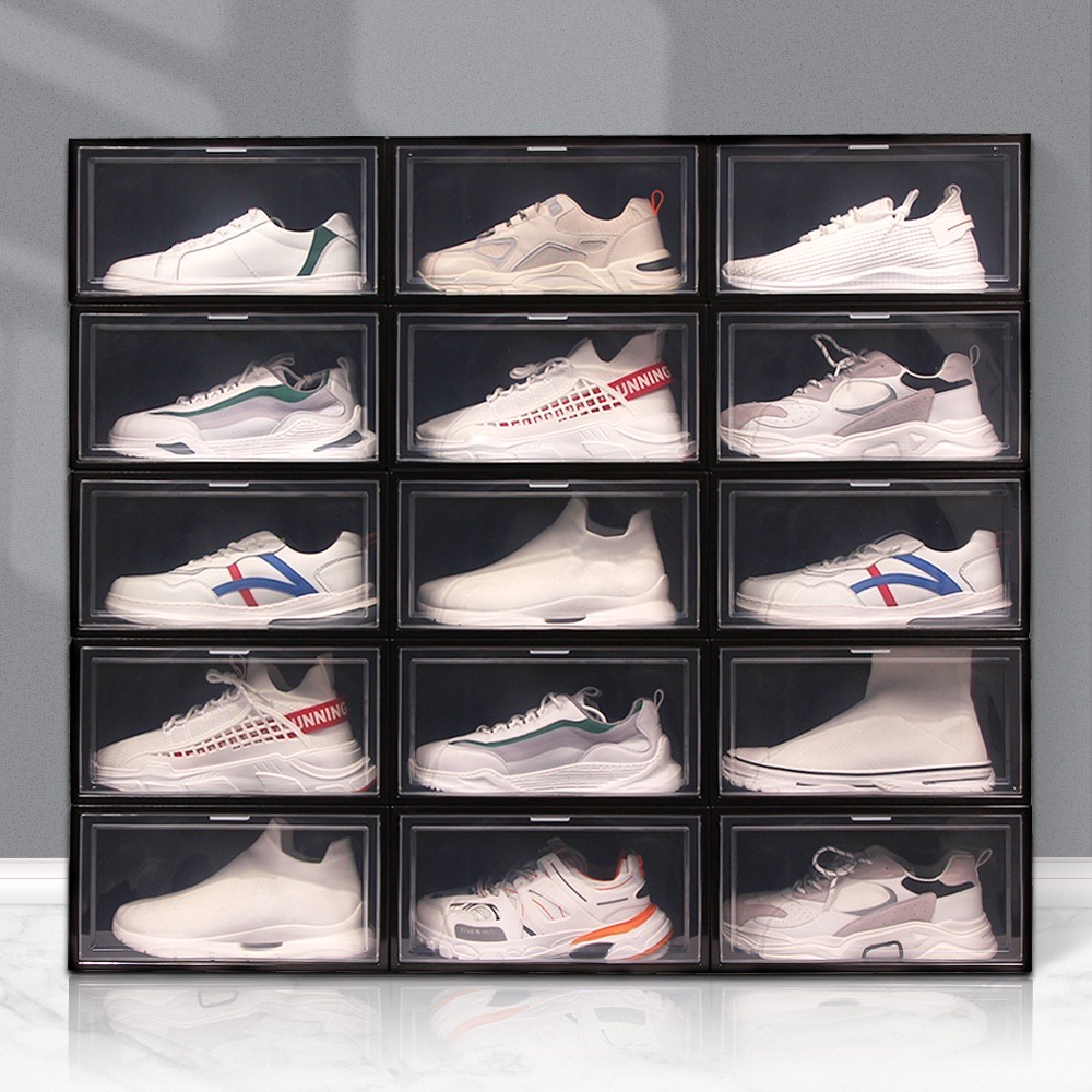 eLIVING 3 For 1 Plastic Flip Display Shoe Storage Box Stackable Shoe Box AJ Sneakers Shoe Box Shoe Organiezer SG STOCK Shopee Singapore