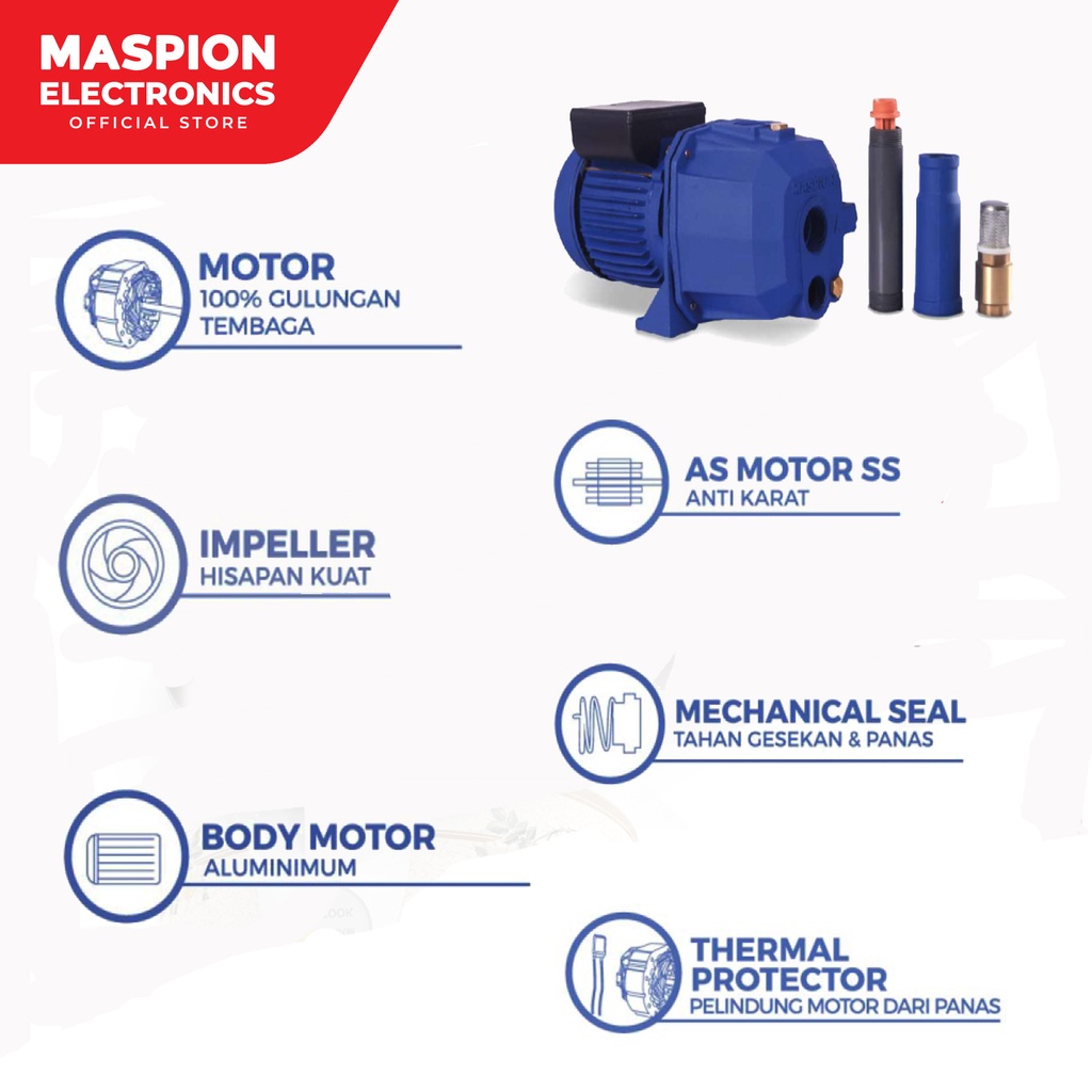 Maspion Jet Pump Mesin Air Tekanan Tinggi Manual MJP-241 MA - Gambar 3