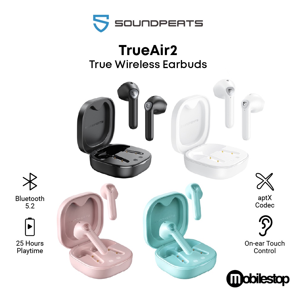 SoundPEATS TrueAir2 Bluetooth V5.2 True Wireless Earphones with Qualcomm  QCC3040, Dual Mic and CVC 8.0