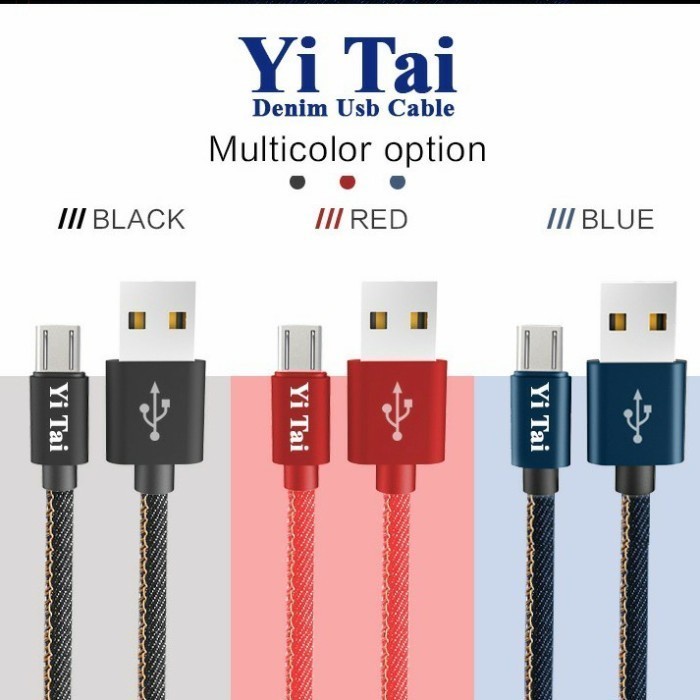 YI TAI - Kabel Data Type C Denim Fast Charging 25 cm