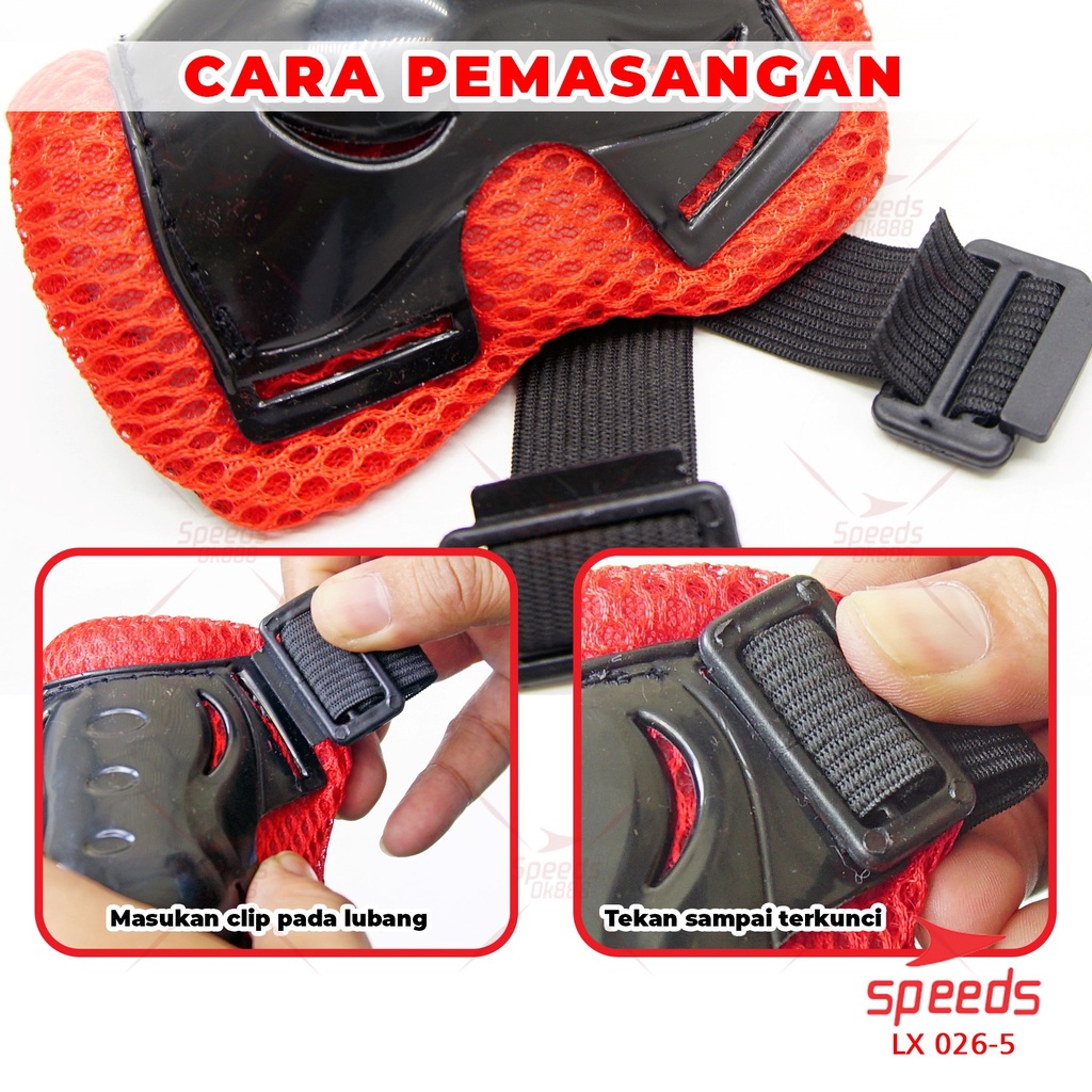 SPEEDS Deker Sepatu Roda Anak Deker Inline Skate Pelindung Lutut Sikut Sepatu Roda Anak 026-5 - Gambar 2