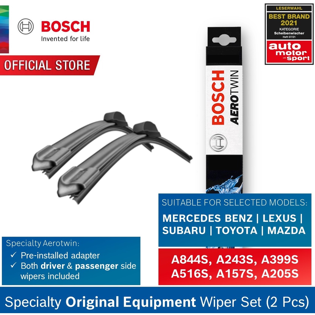 Bosch Aerotwin Specialty Wiper Set Original Equipment (OE) ( A844S , A243S , A399S , A516S