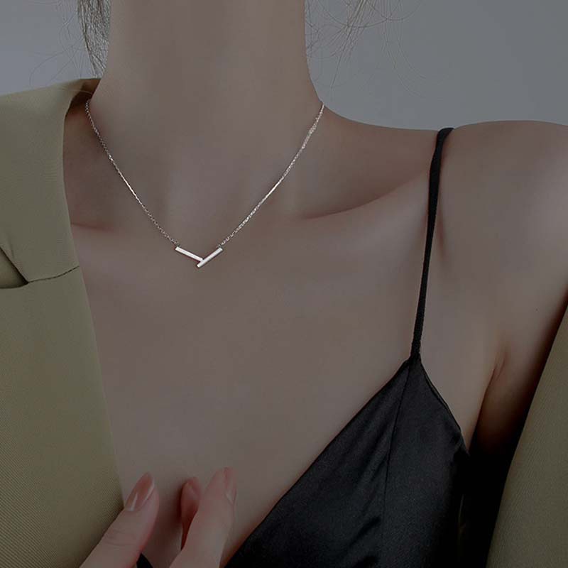 S925 Sterling Silver Geometric Necklace Simple Fashion Jewelry Clavicle Chain Girl Student Gift Wholesale