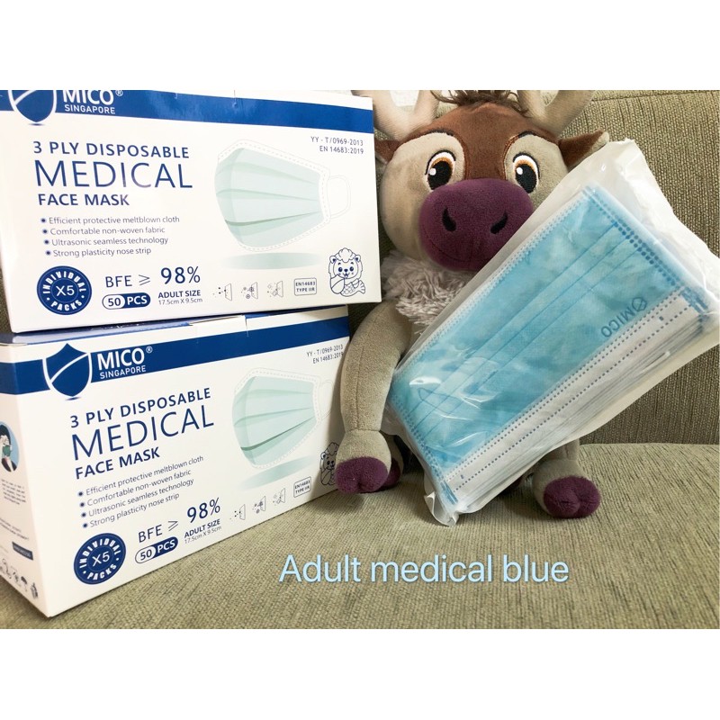 [SG BRAND] MICO Adult 3ply Medical Surgical Mask BEF>98 Disposable