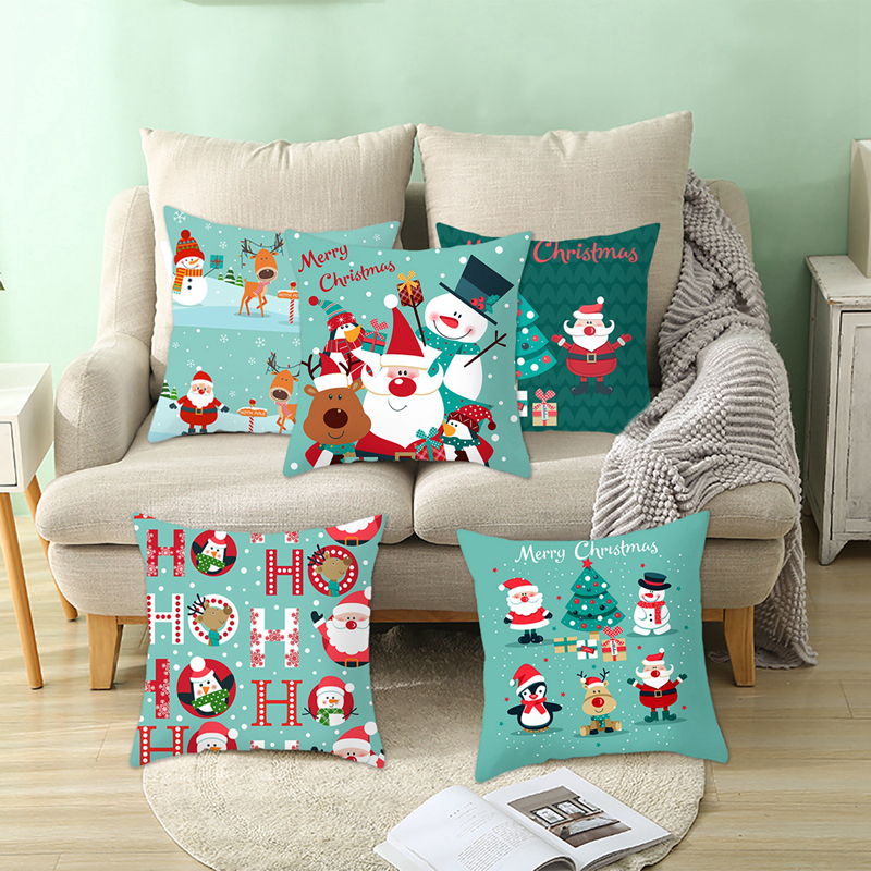 Christmas Style Snowman Animals Cushion Cover Santa Claus Pillow Case Home Decorative White Pillows Cover for Sofa Car Seat Shopee Singapore