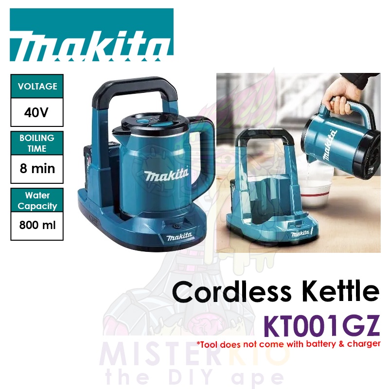 Makita KT001GZ, Cordless Kettle 800ml 8min Boiling Time Shopee Singapore