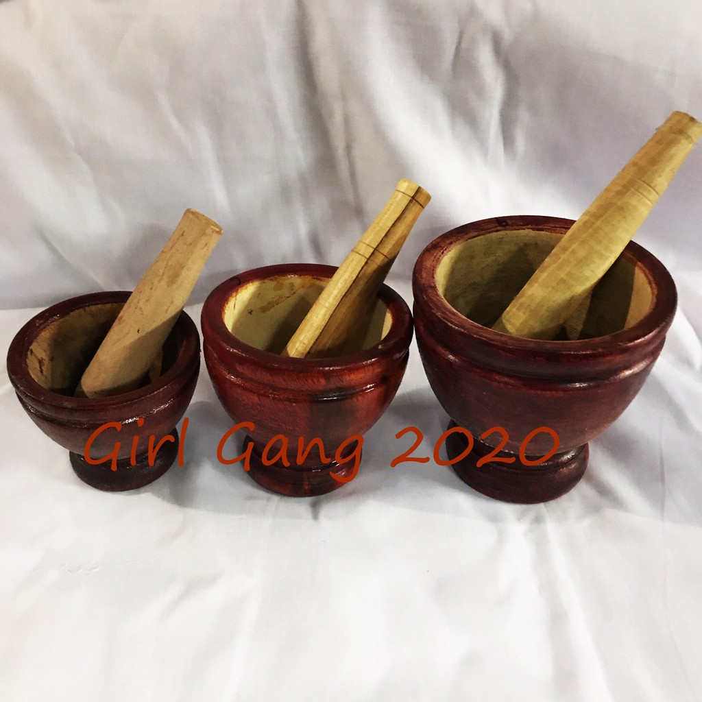 Wooden Mortar + Pestle Set Som Tam Chili Paste 56 Inches Cooking