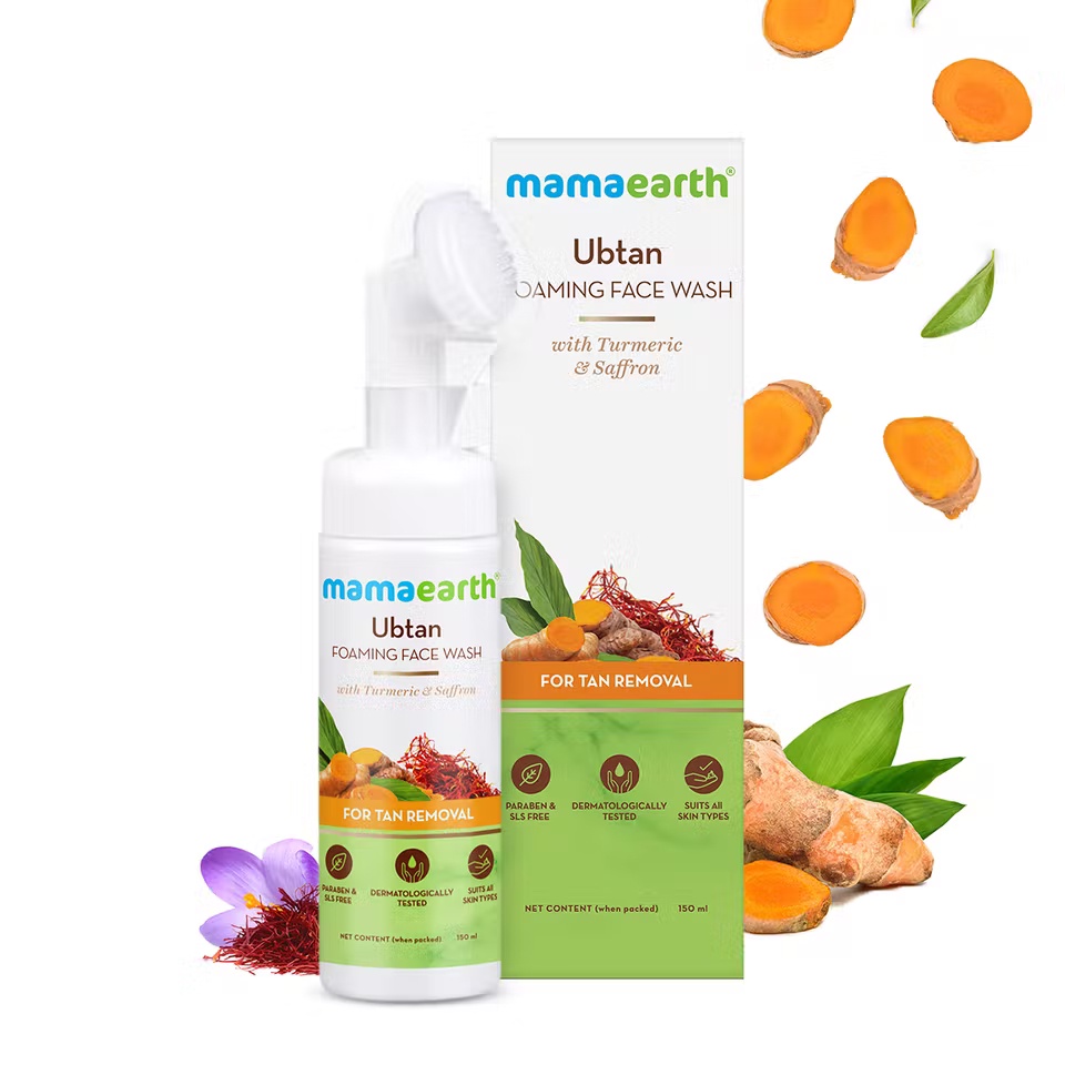 Mamaearth Ubtan Foaming Face Wash 150ml with Turmeric and Saffron for