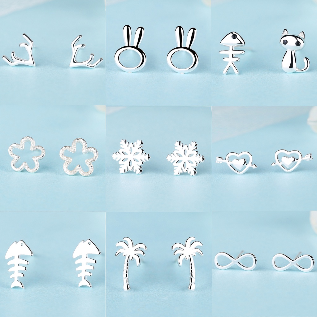MOROYA S925 Sterling Silver Pin Mini Earrings for Women Korean Fashion Jewelry Accessories Stud Earring for Girls Student Anti-allergy