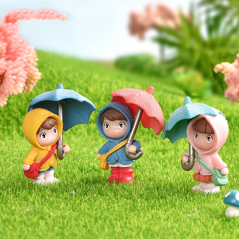 Miniature Cute Umbrella Girl Mini Figures Garden Ornament DIY Home Decoration Dollhouse Decorations