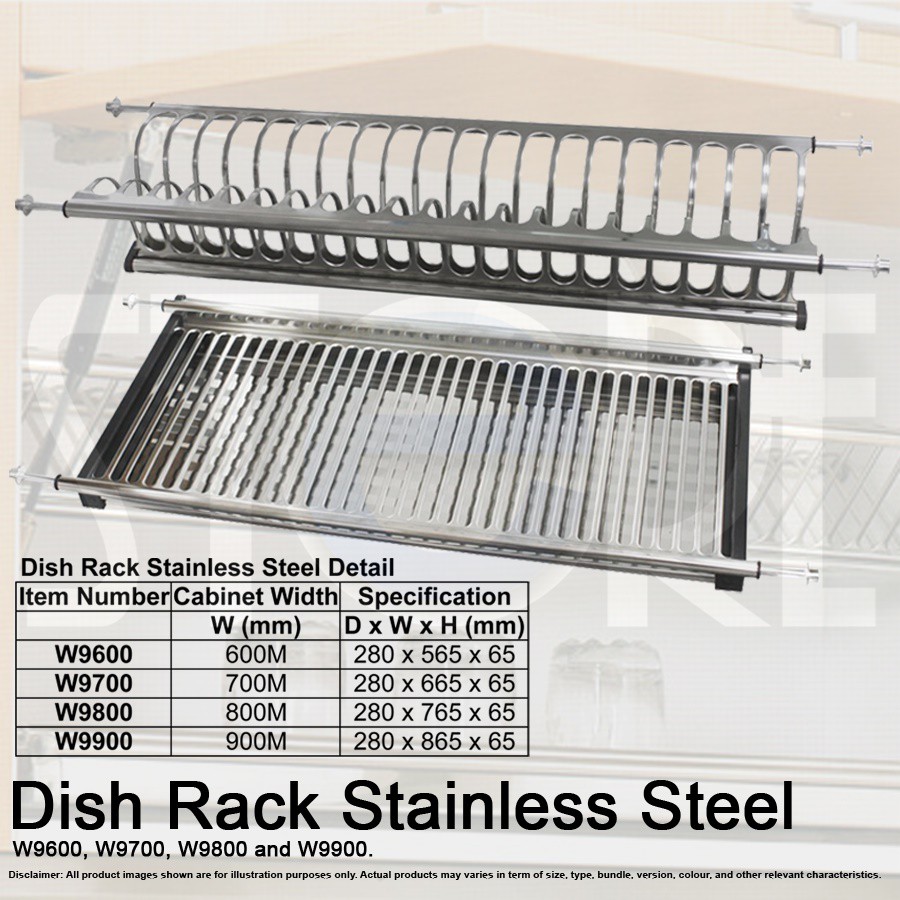 Stainless Steel Cabinet Kitchen Double Layer Dish Rack Anti Rust Drain Plate Sizes