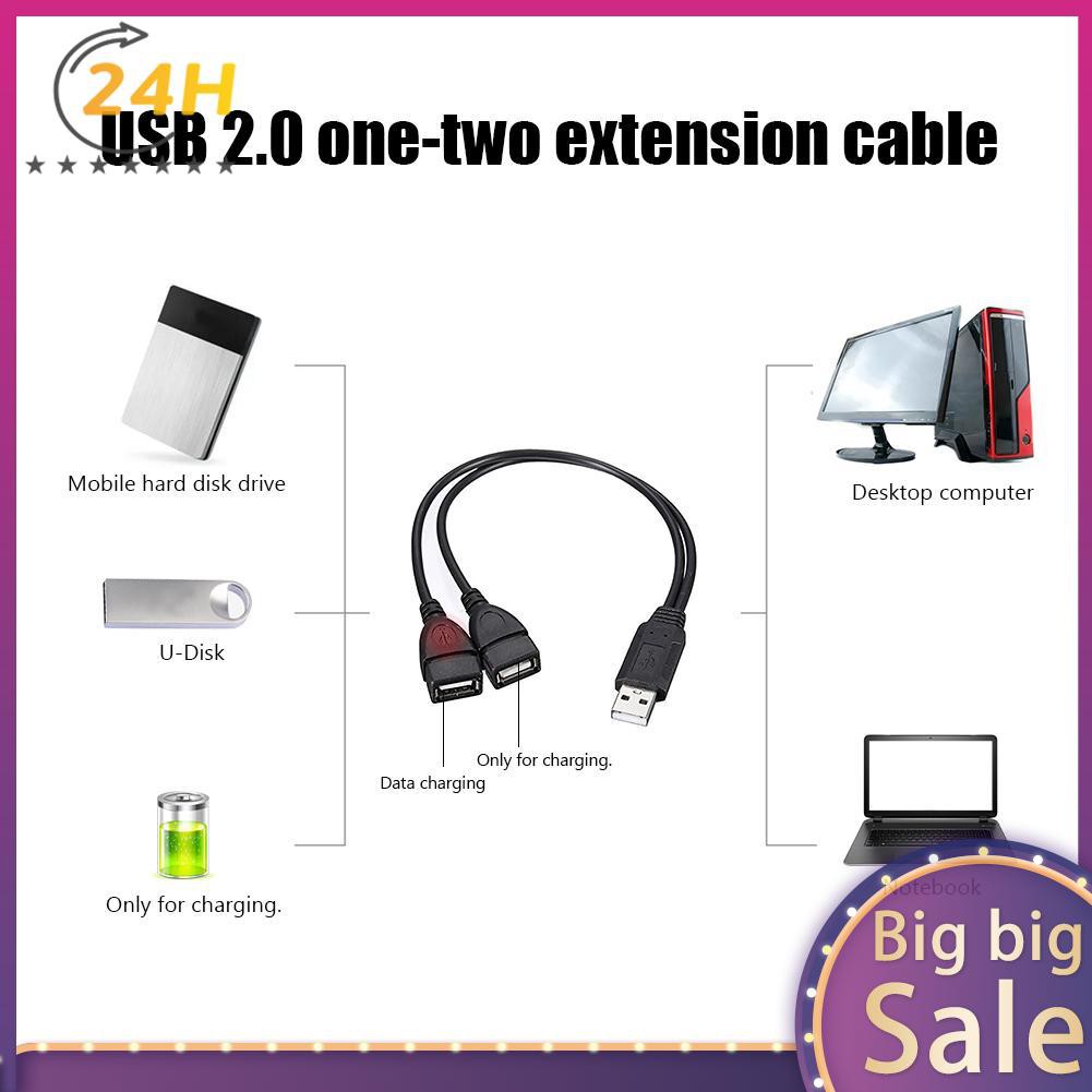 Alloyseed 30cm Usb 20 Male To Dual Usb Female Splitter Cable 1 Data Transmission 1 Charging 9663