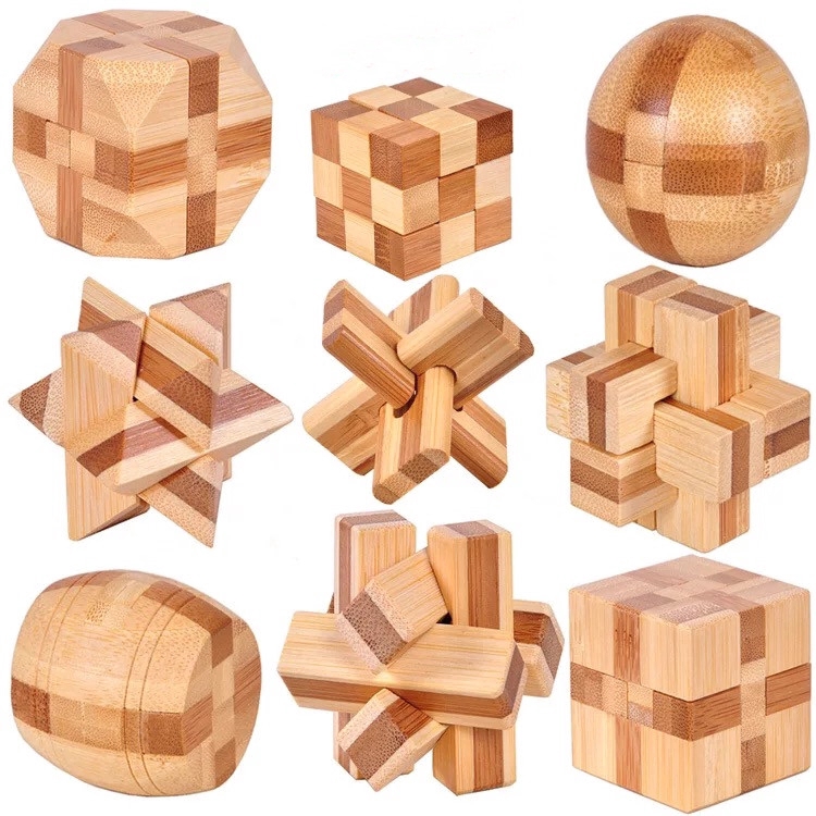 Design IQ Test Kong Ming Lock Traditional Wooden Interlocking Burr 3D Puzzles Game Educational Toys Arts & Crafts