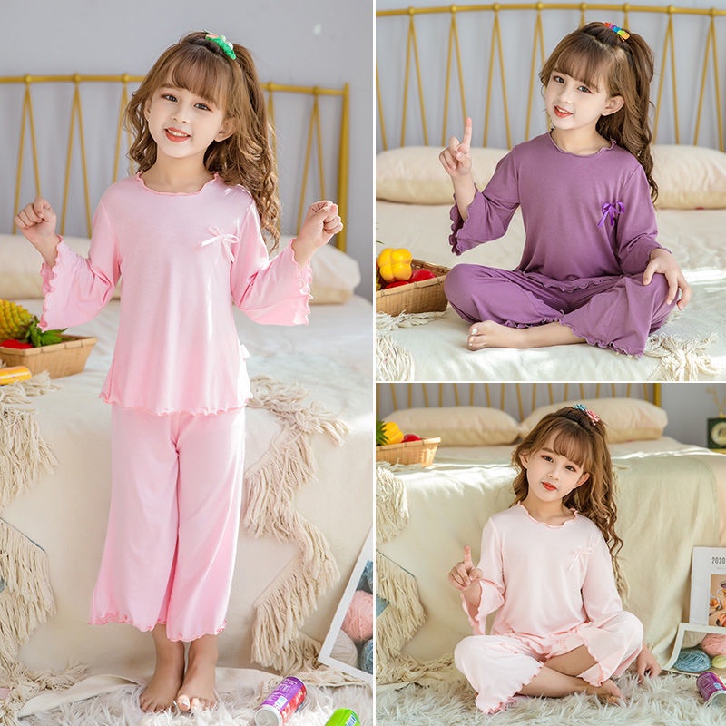 Pyjamas kids Girl Pajamas Summer AirConditioning Loose Pure Cotton