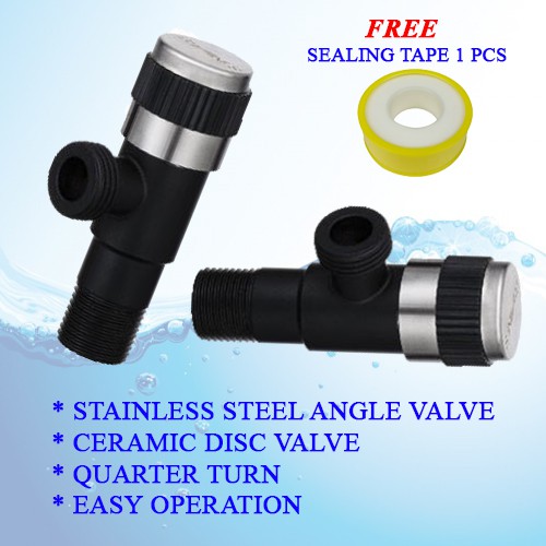 Stainless Steel Quarter Turn Angle Valve Black 1/2 Inch One Way Valve