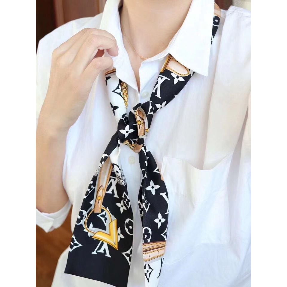 Design Brand Classic Women Silk Scarf Ribbon Bag Handbag Handle Ribbon