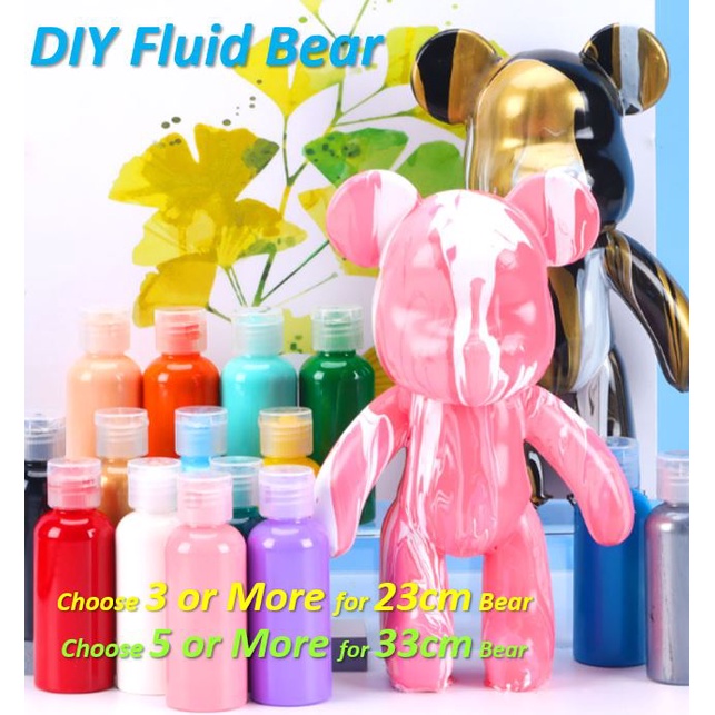 DIY Fluid Bear Coloring Paint DIY Bearbrick Toy Fluid Painting Bear