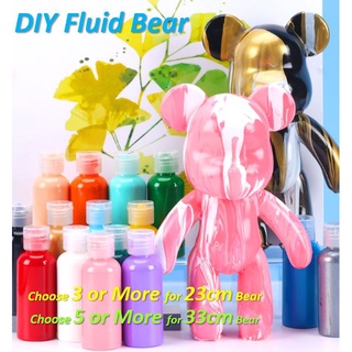 DIY Fluid Bear Sculpture Handmade Parent-child Toy Fluid Violent Bear 23CM  Graffiti Painting Bearbrick Doll Toy Gift Ornaments