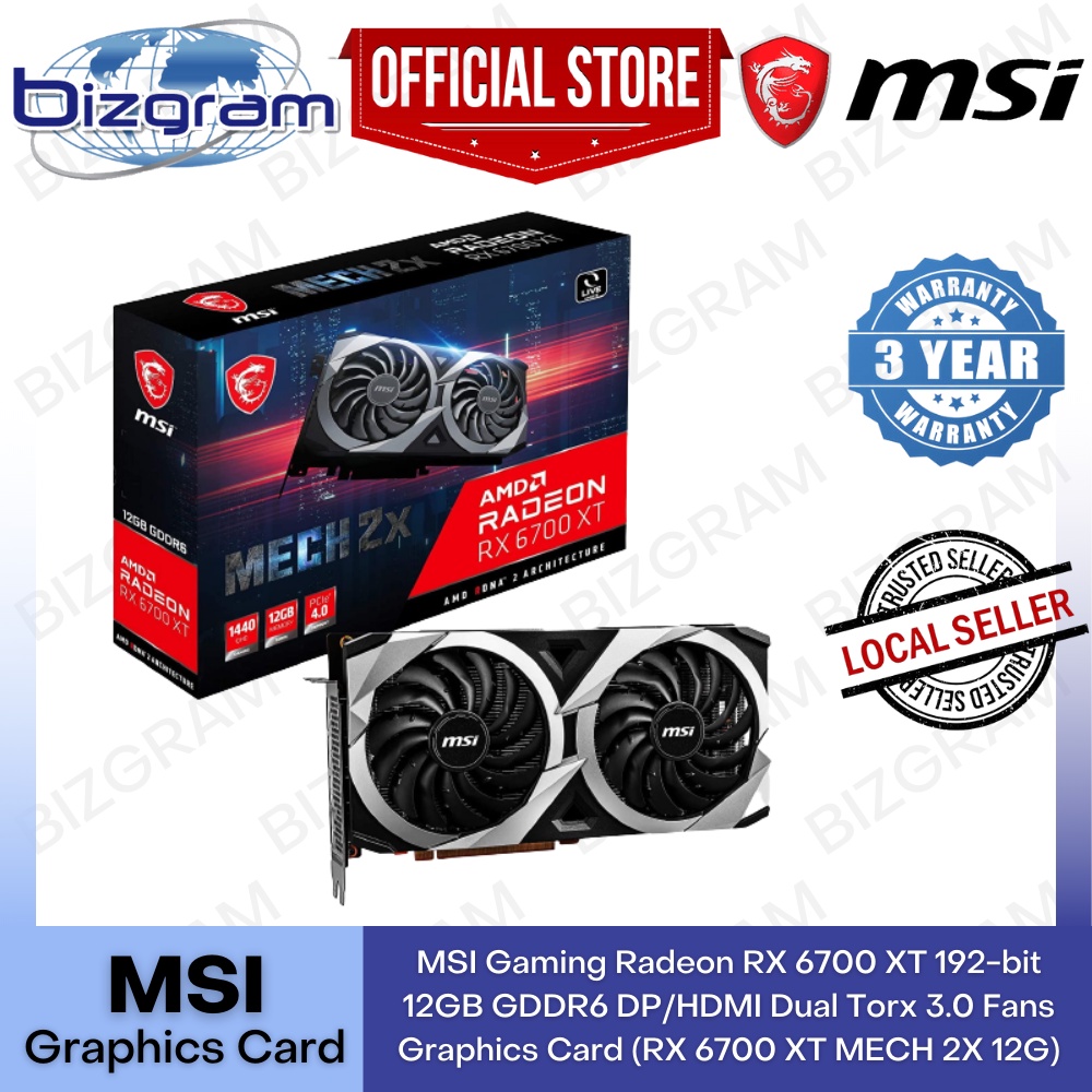 MSI Gaming Radeon RX 6700 XT 192-bit 12GB GDDR6 DP/HDMI Dual Torx 