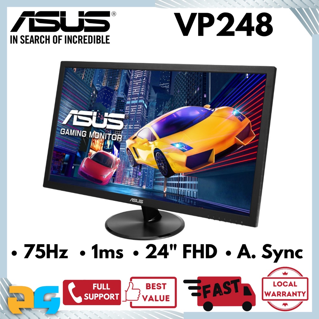 ASUS VP248H Monitor 24 inch Full HD 1ms Adaptive-Sync Flicker Free Blue ...